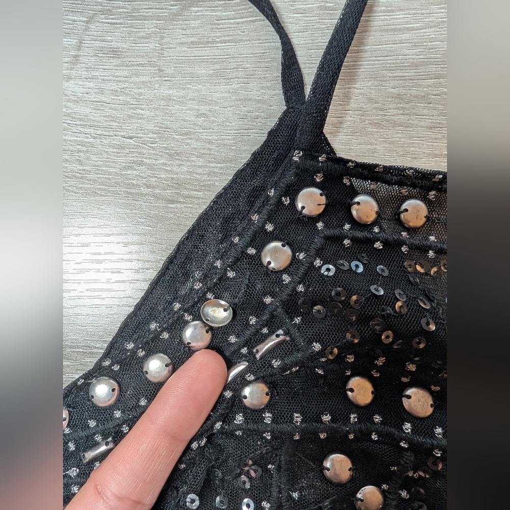 Free People Black Beaded Sheer Tank Top - Picture 10 of 11